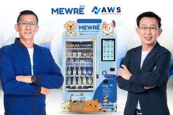 AWS จับมือ MORENA เอาใจน้องหมาแมว จำหน่ายผลิตภัณฑ์คุณภาพ  ผ่านตู้ Mewre Vending Machine