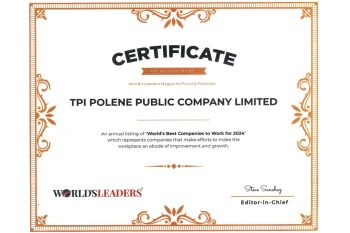TPIPLได้รับใบประกาศนียบัตรรายชื่อประจำปีของ\'บริษัทที่น่าทำงานที่สุดในโลกประจำปี2567\'จากนิตยสาร World’sLeaders