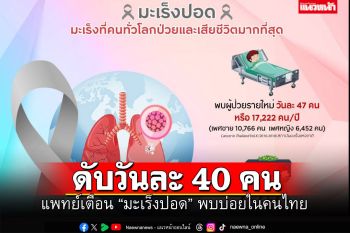 กรมการแพทย์เตือน\'มะเร็งปอด\' พบบ่อยในคนไทย เสียชีวิตวันละ40ราย