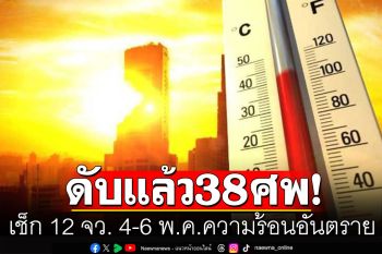 ความร้อนทำคนไทยดับแล้ว 38 ราย เช็ก 12 จังหวัด 4-6 พ.ค.ความร้อนอยู่ในขั้นอันตราย