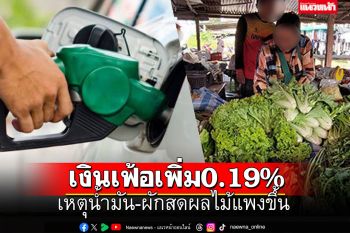 เงินเฟ้อเพิ่ม 0.19%  เหตุน้ำมัน-ผักสดผลไม้แพงขึ้น