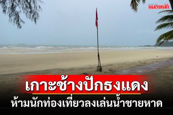 เกาะช้างปัก\'ธงแดง\'ฝนตกหนักคลื่นสูงลมแรงห้าม นทท.ลงเล่นน้ำชายหาด