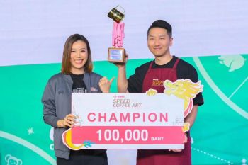 บาริสต้าจากแดนมังกร คว้าแชมป์ CP-Meiji Speed Coffee Art Championship