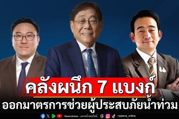 คลังผนึกกำลัง 7 แบงก์รัฐ ออก 14 มาตรการเร่งด่วน ช่วยผู้ประสบภัยน้ำท่วม