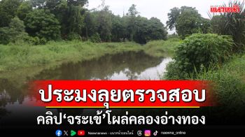 ประมงลงพื้นที่ตรวจสอบ คลิป\'จระเข้\'ลอยคอในคลองอ่างทอง