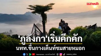 พะเยาอากาศเริ่มหนาว \'ภูลังกา\'คึกคักนักท่องเที่ยวขึ้นกางเต็นท์ชมสายหมอก