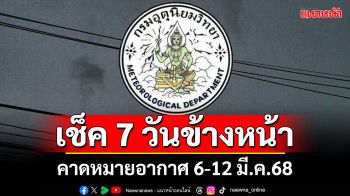 มาแล้ว! กรมอุตุฯคาดหมายอากาศ 7 วันข้างหน้า ตั้งแต่ 6-12 มี.ค.68