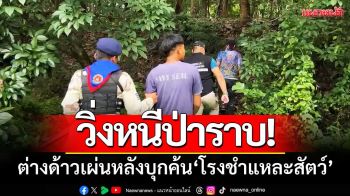 วิ่งหนีป่าราบ! ‘บุกค้นโรงชำแหละสัตว์’ พบมีการค้ามนุษย์-ต่างด้าวลอบทำงาน