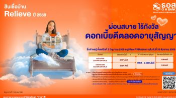 ธอส. หนุนลูกค้า สินเชื่อบ้าน Relieve ปี 2568 ผ่อนสบาย  ดอกเบี้ยดีตลอดอายุสัญญา