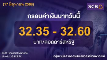 ค่าเงินบาทประจำวันที่ 17 มิถุนายน 2568
