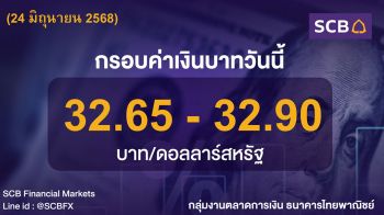 ค่าเงินบาทประจำวันที่ 24 มิถุนายน 2568