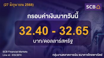 ค่าเงินบาทประจำวันที่ 27 มิถุนายน 2568