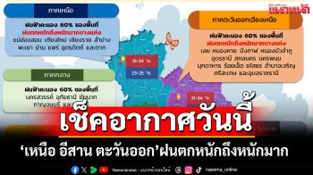 เช็คอากาศวันนี้! กรมอุตุฯระบุ‘เหนือ อีสาน ตะวันออก’ฝนตกหนักถึงหนักมาก