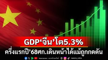 ‘จีน’ได้เฮ! GDPครึ่งแรกปี’68 ขยายตัว5.3% เดินหน้าต่อเนื่องแม้เจอแรงกดดัน
