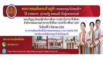“สถาบันการอาชีวศึกษา  กำหนดพิธีมอบปริญญาบัตร ประจำปี 2567”