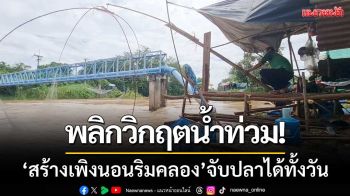 พลิกวิกฤตน้ำท่วม! \'สร้างเพิงนอนริมคลอง\' จับปลาได้ทั้งวัน-สร้างรายได้ให้ครอบครัว