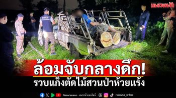 ล้อมจับกลางดึก! รวบแก็งตัดไม้สวนป่าห้วยแร้ง จับได้ 2 หนีรอด 2