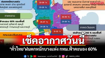 เช็คอากาศวันนี้! \'ทั่วไทย\'ฝนตกหนักบางแห่ง กทม.ฟ้าคะนอง 60%