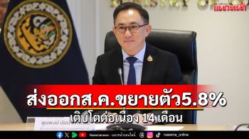 ส่งออก ส.ค. 68 ขยายตัว 5.8% เติบโตต่อเนื่อง 14 เดือน