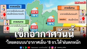 อุตุฯพยากรณ์ ‘ไทยตอนบน’เช้าอากาศเย็น เตือน ‘8 จังหวัดใต้’ฝนตกหนัก เสี่ยงน้ำท่วม