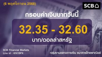 ค่าเงินบาทประจำวันที่ 6 พฤศจิกายน 2568