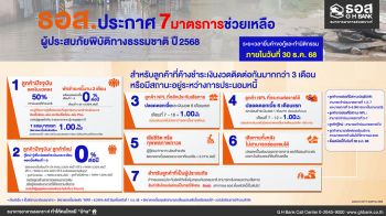 ธอส.จัด 7 มาตรการพิเศษ ช่วยลูกค้าที่บ้านเสียหายจากภัยน้ำท่วม