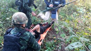 หนุ่มจีนขาขาด เหยียบบึ้มเขมรบ้านหนองจาน ดอดมุดรั้วเข้าฝั่งไทยกลางดึก