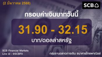 ค่าเงินบาทประจำวันที่ 2 ธันวาคม 2568