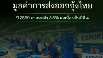 ปี’69 คาดมูลค่าการส่งออกกุ้งไทยหดตัว 3.6%