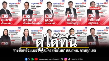ดูได้ที่นี่ รายชื่อพร้อมเบอร์ ผู้สมัคร เพื่อไทย สส กทม ครบทุกเขต