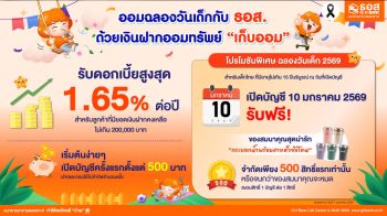 ธอส. ฉลองวันเด็กกับเงินฝากออมทรัพย์ ‘เก็บออม’ รับดอกเบี้ยสูงสุด 1.65% ต่อปี