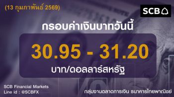 ค่าเงินบาทประจำวันที่ 13 กุมภาพันธ์ 2569