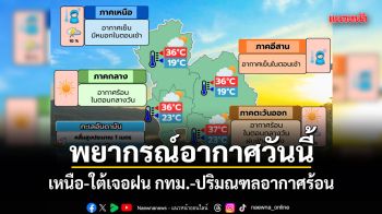 พยากรณ์อากาศวันนี้ เหนือ-ใต้เจอฝน กทม.-ปริมณฑลอากาศร้อน