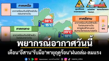 พยากรณ์อากาศวันนี้ เตือนอีสานรับมือพายุฤดูร้อน ฝนถล่ม-ลมแรง