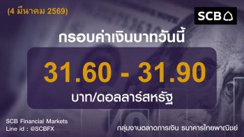 ค่าเงินบาท ประจำวันที่ 4 มีนาคม 2569