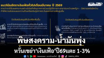‘พาณิชย์’กาง 3 ฉากทัศน์ ‘พิษสงคราม’ดันราคาน้ำมันพุ่ง เขย่า‘เงินเฟ้อ’ปี69แตะ 1-3%