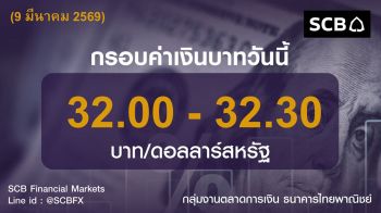 ค่าเงินบาท ประจำวันที่ 9 มีนาคม 2569