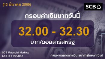 ค่าเงินบาท ประจำวันที่ 13 มีนาคม 2569