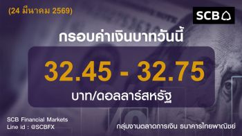 ค่าเงินบาทประจำวันที่ 24 มีนาคม 2569