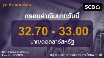 ค่าเงินบาทประจำวันที่ 31 มีนาคม 2569