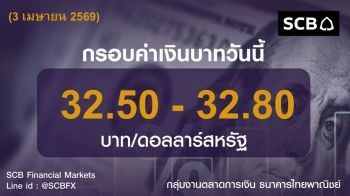 ค่าเงินบาทประจำวันที่ 3 เมษายน 2569