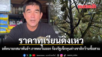 ราคาทุเรียนดิ่งเหว อดีตนายกสมาพันธ์ฯ ภาคตะวันออก ร้องรัฐเช็กทุนต่างชาติกว้านซื้อสวน