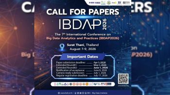 IBDAP2026 ขยายเวลารับผลงานวิจัยถึง 1 มิ.ย.นี้ ชวนนักวิจัยไทย-นานาชาติ ร่วมเวทีด้าน Big Data และ AI ระดับโลก