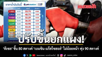 ปรับขึ้นยกแผง ดีเซล ขึ้น 80 สตางค์ เบนซิน-แก๊สโซฮอล์ ไม่น้อยหน้า พุ่งอีก 90 สตางค์
