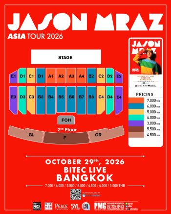 การกลับมาของเจ้าพ่อเพลงฟีลกู๊ด!  Jason Mraz Asia Tour 2026 in Bangkok