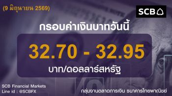 ค่าเงินบาทประจำวันที่ 9 มิถุนายน 2569