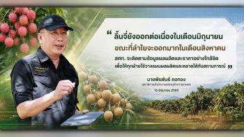 สศก. เผยประมาณการลำไย–ลิ้นจี่ ปี 2569 ลิ้นจี่ยังออกต่อเนื่อง มิ.ย. ขณะที่ลำไยออกมาก ส.ค. ช่วยวางแผนผลผลิต–ตลาดล่วงหน้า