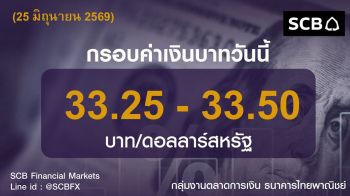 ค่าเงินบาทประจำวันที่ 25 มิถุนายน 2569