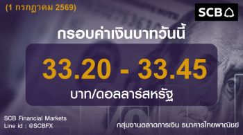 ค่าเงินบาทประจำวันที่ 1 กรกฎาคม 2569