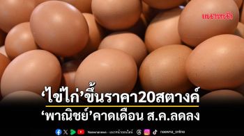 ‘ไข่ไก่’ปรับขึ้นฟองละ 20 สตางค์ ‘พาณิชย์’คาดเดือน ส.ค.ราคาลดลง